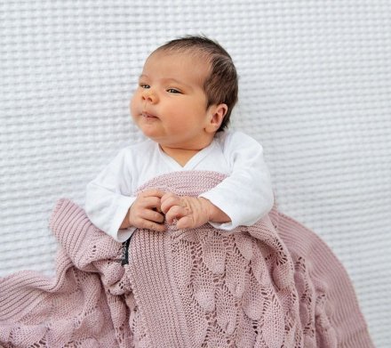 Плед плетений Boho 80x100 см Powder Pink lullalove-5824 Плед плетений Boho 80x100 см Powder Pink lullalove-5824