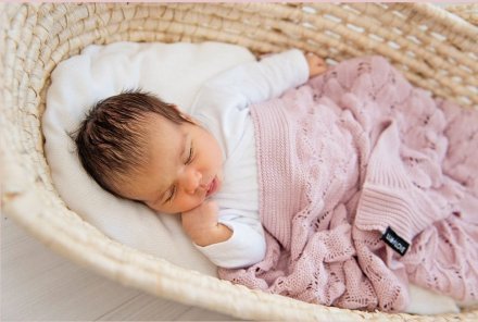 Плед плетений Boho 80x100 см Powder Pink lullalove-5824 Плед плетений Boho 80x100 см Powder Pink lullalove-5824