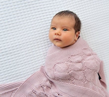 Плед плетений Boho 80x100 см Powder Pink lullalove-5824 Плед плетений Boho 80x100 см Powder Pink lullalove-5824