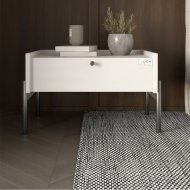 Тумба приліжкова LION Wood з однією шухлядою Німфея Альба (білий) (чорні ножки) (LION-041327)
