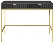 Стіл туалетний Perfect Home Нова / Nova з 2 шухлядами та золотими ніжками T104 Чорний (PFH-091265)