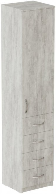 Пенал Анжело Ferrum-decor на 3 полиці з дверима та 4 ящиками 1900x400x380 ДСП Бетон 16 мм (FRD-104935)