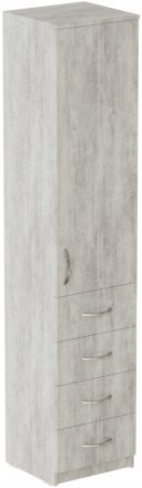 Пенал Анжело Ferrum-decor на 3 полиці з дверима та 4 ящиками 1900x400x380 ДСП Бетон 16 мм (FRD-104935)