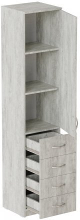 Пенал Анжело Ferrum-decor на 3 полиці з дверима та 4 ящиками 1900x400x380 ДСП Бетон 16 мм (FRD-104935)