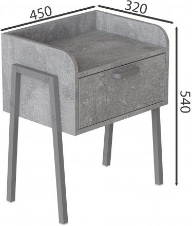Тумба модульна Ferrum-decor Бетті 540x450x320 метал Сірий ДСП Бетон16 мм (FRD-103003)