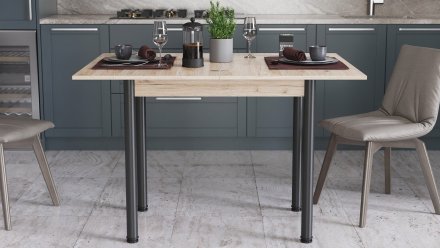 Обідній стіл-формер розкладний Берта Ferrum-decor 750x1200x900 Чорний метал ДСП Дуб Сан-Марино 16 мм (FRD-105172)