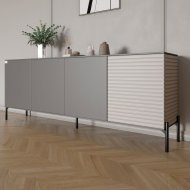 Комод у вітальню на чорних металевих ніжках LION Грей 204x38x76,5 см Антрацит/Кашемір (LION-042621)