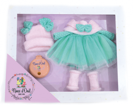 Ляльковий набір одягу Mia із зеленою сукнею V-30