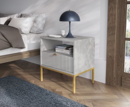Тумба приліжкова Perfect Home Нова / Nova з 1 шухлядою і золотими ніжками S54 Сірий (PFH-091257) Тумба приліжкова Perfect Home Нова / Nova з 1 шухлядою і золотими ніжками S54 Сірий (PFH-091257)