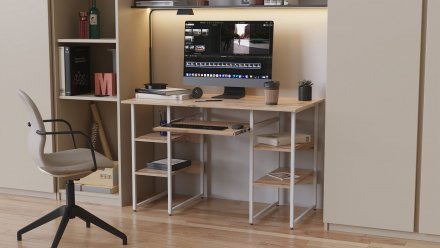Комп'ютерний стіл Ferrum-decor Тім 75x140x60 білий ДСП Дуб Сан-Марино 16мм (FRD-101365)