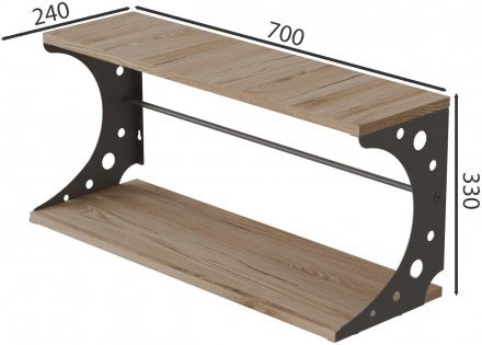 Настінна полиця Ferrum-decor Букін 330x700x240 метал Сірий ДСП Дуб Сан-Марино 16 мм (FRD-102899)