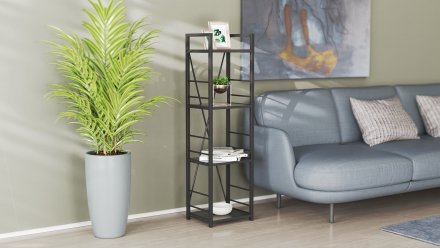 Етажерка 4/34 Ferrum-decor Серії Конект 120x34x28 чорний ДСП Сосна Кембра 16мм (FRD-104276)