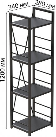 Етажерка 4/34 Ferrum-decor Серії Конект 120x34x28 чорний ДСП Сосна Кембра 16мм (FRD-104276)
