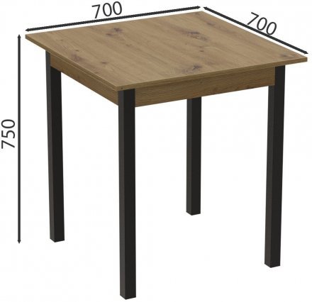 Стіл кухонний Ferrum-decor Агата 75x70x70 Чорний ДСП Дуб Артизан 16мм (FRD-105673)