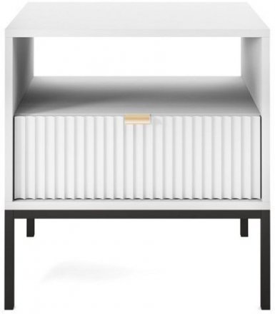 Тумба приліжкова Perfect Home Нова / Nova з 1 шухлядою і чорними ніжками S54 Білий (PFH-091260) Тумба приліжкова Perfect Home Нова / Nova з 1 шухлядою і чорними ніжками S54 Білий (PFH-091260)