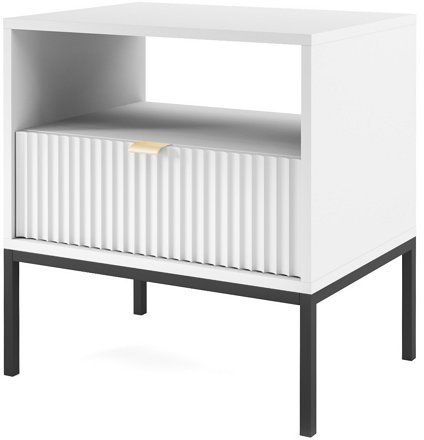 Тумба приліжкова Perfect Home Нова / Nova з 1 шухлядою і чорними ніжками S54 Білий (PFH-091260) Тумба приліжкова Perfect Home Нова / Nova з 1 шухлядою і чорними ніжками S54 Білий (PFH-091260)