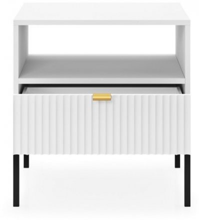 Тумба приліжкова Perfect Home Нова / Nova з 1 шухлядою і чорними ніжками S54 Білий (PFH-091260) Тумба приліжкова Perfect Home Нова / Nova з 1 шухлядою і чорними ніжками S54 Білий (PFH-091260)