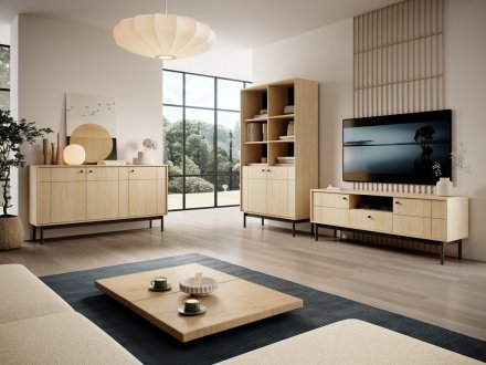 Стелаж Perfect Home Джапанді / Japandi R104 2-дверний Дуб лінеа (PFH-091465)