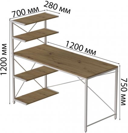 Комп'ютерний стіл Ferrum-decor Джек 75x120x70 Білий ДСП Артизан (FRD-105407) Комп'ютерний стіл Ferrum-decor Джек 75x120x70 Білий ДСП Артизан (FRD-105407)