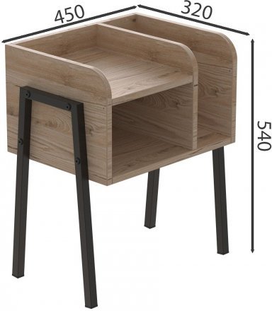 Тумба модульна Ferrum-decor Амелі 540x450x320 метал Чорний ДСП Дуб Сан-Марино 16 мм (FRD-103005)