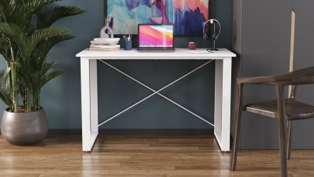 Письмовий стіл Ferrum-decor Драйв 750x1200x700 Білий метал ДСП Біле 16 мм (FRD-103185)