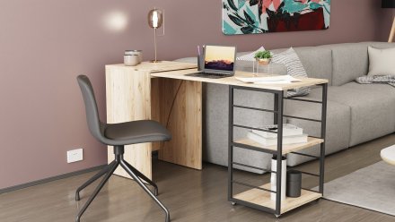 Стіл-тумба трансформер Смарт 2/2 Ferrum-decor 750x1450x600 Чорний метал ДСП Дуб Сан-Марино 16 мм (FRD-105103) Стіл-тумба трансформер Смарт 2/2 Ferrum-decor 750x1450x600 Чорний метал ДСП Дуб Сан-Марино 16 мм (FRD-105103)