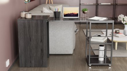 Стіл-тумба трансформер Смарт 2/2 Ferrum-decor 750x1450x600 Чорний метал ДСП Сосна Кембра 16 мм (FRD-105104)