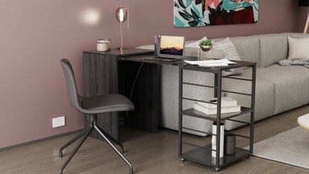Стіл-тумба трансформер Смарт 2/2 Ferrum-decor 750x1450x600 Чорний метал ДСП Сосна Кембра 16 мм (FRD-105104)