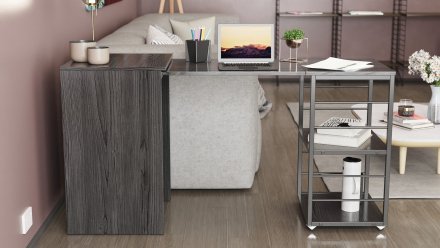 Стіл-тумба трансформер Смарт 2/2 Ferrum-decor 750x1450x600 Чорний метал ДСП Сосна Кембра 16 мм (FRD-105104)