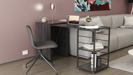 Стіл-тумба трансформер Смарт 2/2 Ferrum-decor 750x1450x600 Чорний метал ДСП Сосна Кембра 16 мм (FRD-105104)