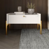 Тумба приліжкова LION Wood з однією шухлядою Німфея Альба (білий) (золоті ножки) (LION-041326)