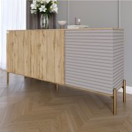 Комод закритий у вітальню на золотих металевих ніжках LION Грей 154x38x76,5 см Дуб Аппалачі/Кашемір (LION-041868)