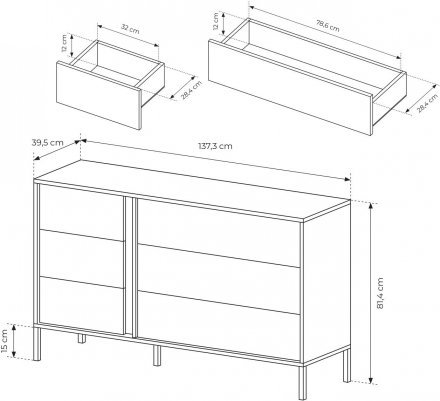 Комод Perfect Home Даст / Dast з 6 шухлядами 6S/138 Беж (PFH-091008)