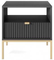Тумба приліжкова Perfect Home Нова / Nova з 1 шухлядою і золотими ніжками S54 Чорний (PFH-091254)