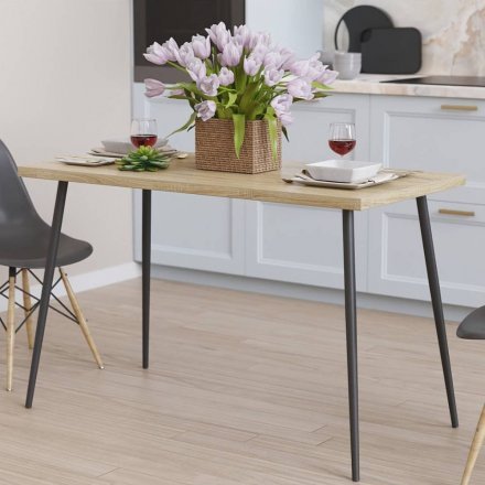 Кухонний стіл Марсель 30 Ferrum-decor 75x120x70 Чорний метал ДСП Дуб Сонома 32 мм (FRD-106690)