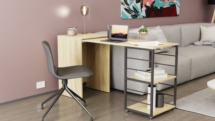 Стіл-тумба трансформер Смарт 2/2 Ferrum-decor 750x1450x600 Чорний метал ДСП Дуб Сонома 16 мм (FRD-105105) Стіл-тумба трансформер Смарт 2/2 Ferrum-decor 750x1450x600 Чорний метал ДСП Дуб Сонома 16 мм (FRD-105105)