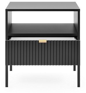 Тумба приліжкова Perfect Home Нова / Nova з 1 шухлядою і чорними ніжками S54 Чорний (PFH-091251)