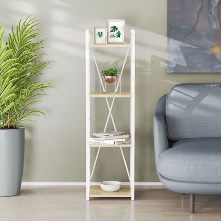 Етажерка 4/34 Ferrum-decor Серії Конект 120x34x28 білий ДСП Дуб Сонома 16мм (FRD-104280)