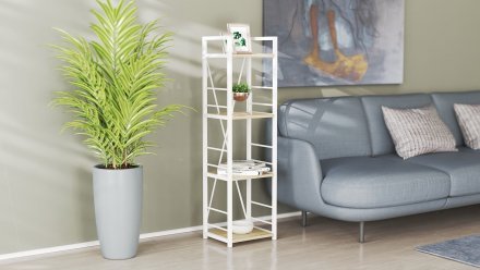 Етажерка 4/34 Ferrum-decor Серії Конект 120x34x28 білий ДСП Дуб Сонома 16мм (FRD-104280)