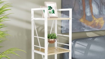 Етажерка 4/34 Ferrum-decor Серії Конект 120x34x28 білий ДСП Дуб Сонома 16мм (FRD-104280)