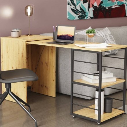 Стіл-тумба трансформер Смарт 2/2 Ferrum-decor 750x1450x600 Чорний метал ДСП Дуб Артизан 16 мм (FRD-105107) Стіл-тумба трансформер Смарт 2/2 Ferrum-decor 750x1450x600 Чорний метал ДСП Дуб Артизан 16 мм (FRD-105107)