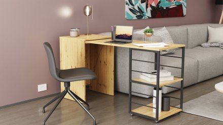 Стіл-тумба трансформер Смарт 2/2 Ferrum-decor 750x1450x600 Чорний метал ДСП Дуб Артизан 16 мм (FRD-105107) Стіл-тумба трансформер Смарт 2/2 Ferrum-decor 750x1450x600 Чорний метал ДСП Дуб Артизан 16 мм (FRD-105107)