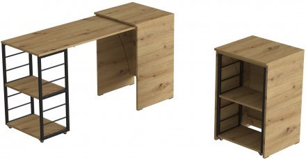 Стіл-тумба трансформер Смарт 2/2 Ferrum-decor 750x1450x600 Чорний метал ДСП Дуб Артизан 16 мм (FRD-105107) Стіл-тумба трансформер Смарт 2/2 Ferrum-decor 750x1450x600 Чорний метал ДСП Дуб Артизан 16 мм (FRD-105107)