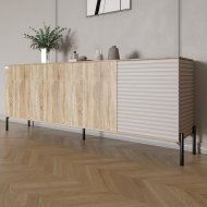 Комод у вітальню на чорних металевих ніжках LION Грей 204x38x76,5 см Дуб сонома/Кашемір (LION-042630)