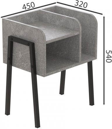 Тумба модульна Ferrum-decor Амелі 540x450x320 метал Чорний ДСП Бетон 16 мм (FRD-103010)