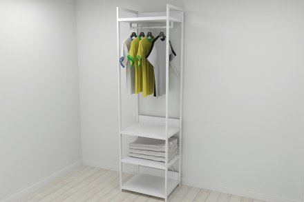Шафа Гардероб Уні секція 3 серії Конект Ferrum-decor 220x60x50см Білий метал ДСП Білий 32 мм (FRD-104531)