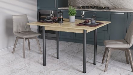 Розкладний обідній стіл трансформер Берта Ferrum-decor 750x1400x900 Чорний метал ДСП Дуб Сонома 16 мм (FRD-105181)