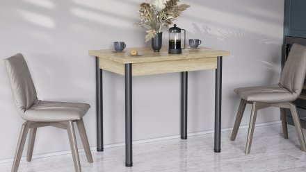 Розкладний обідній стіл трансформер Берта Ferrum-decor 750x1400x900 Чорний метал ДСП Дуб Сонома 16 мм (FRD-105181)