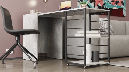 Стіл-тумба трансформер Смарт 2/2 Ferrum-decor 750x1450x600 Чорний метал ДСП Бетон 16 мм (FRD-105108) Стіл-тумба трансформер Смарт 2/2 Ferrum-decor 750x1450x600 Чорний метал ДСП Бетон 16 мм (FRD-105108)