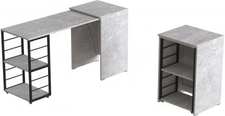 Стіл-тумба трансформер Смарт 2/2 Ferrum-decor 750x1450x600 Чорний метал ДСП Бетон 16 мм (FRD-105108) Стіл-тумба трансформер Смарт 2/2 Ferrum-decor 750x1450x600 Чорний метал ДСП Бетон 16 мм (FRD-105108)